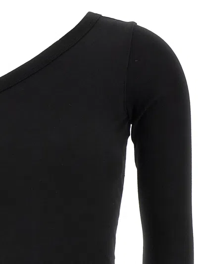 Rick Owens Drkshdw Ziggy Asymmetric-neckline Long-sleeve T-shirt In Black