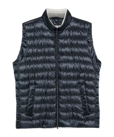 Herno Reversible Quilted Sleeveless Jacket With High Collar In Black