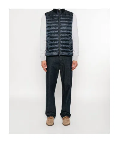 Herno Reversible Quilted Sleeveless Jacket With High Collar In Black