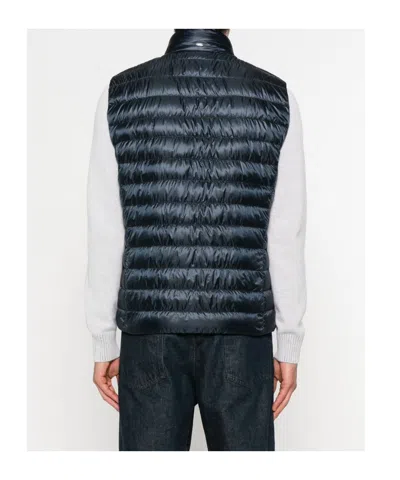Herno Reversible Quilted Sleeveless Jacket With High Collar In Black