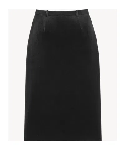 Saint Laurent Wrap-effect Cotton-velvet Midi Skirt In Black