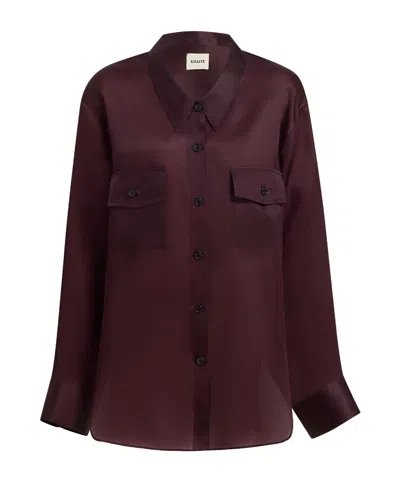 Khaite Matteo Organza Shirt In Burgundy