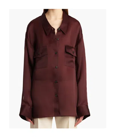 Khaite Matteo Organza Shirt In Burgundy