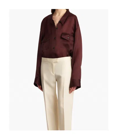 Khaite Matteo Organza Shirt In Burgundy