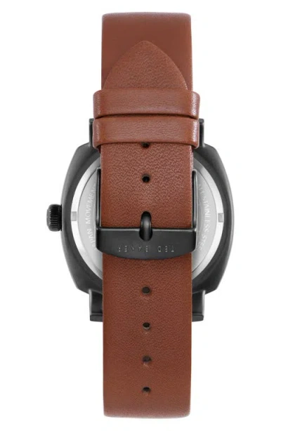 Ted Baker Caine Multifunction Leather Strap Watch, 42mm In Brown