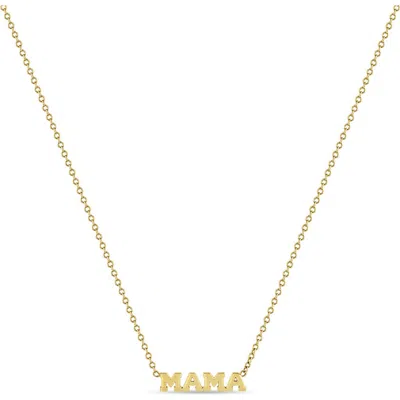 Zoë Chicco Itty Bitty Mama Pendant Necklace In Gold