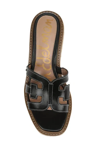 Sam Edelman Laine Platform Wedge Sandal Black Leather In Black