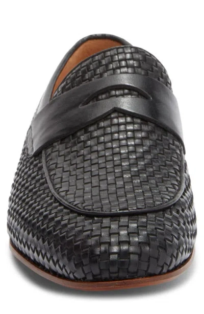 Curatore Bodeo Woven Leather Penny Loafer In Black