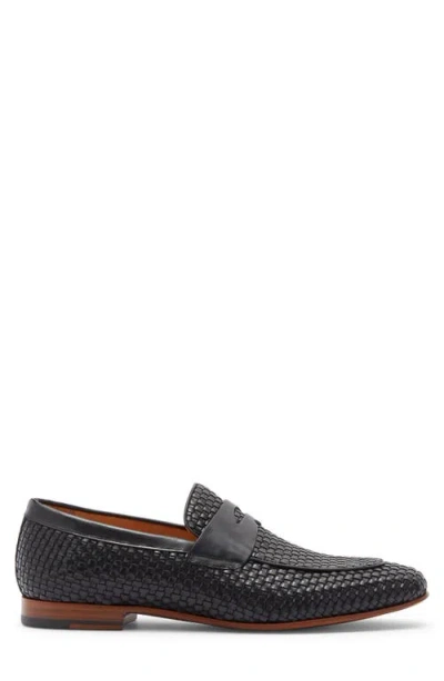 Curatore Bodeo Woven Leather Penny Loafer In Black