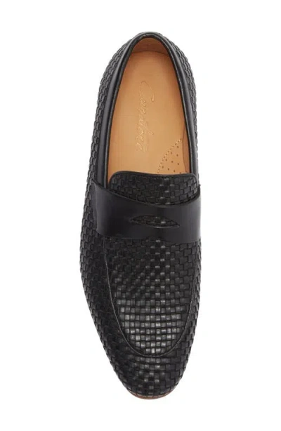 Curatore Bodeo Woven Leather Penny Loafer In Black