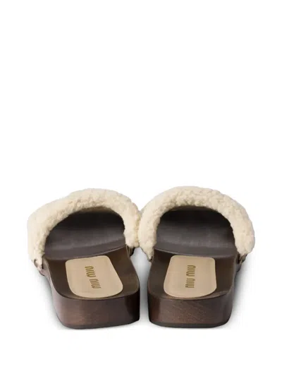 Miu Miu Suede Clog Sandals In Brown