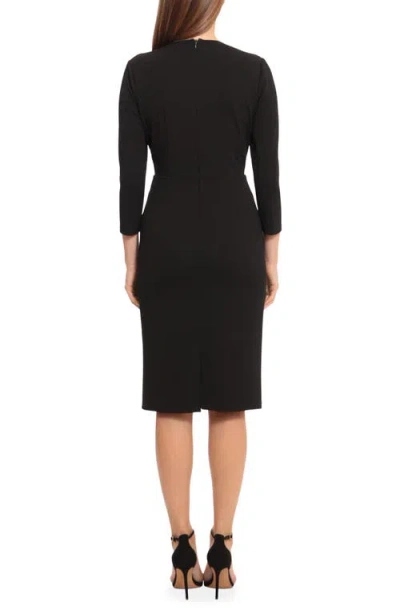 Maggy London Solid Long Sleeve Wrap Dress In Black
