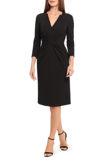 Maggy London Solid Long Sleeve Wrap Dress In Black