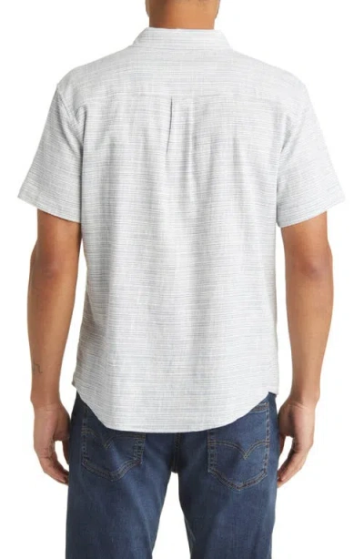 Marine Layer Stripe Short Sleeve Selvage Button-up Shirt In Blue