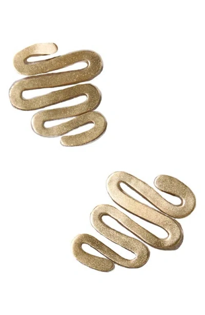 Saachi Abstract Swirl Drop Earrings In Gold