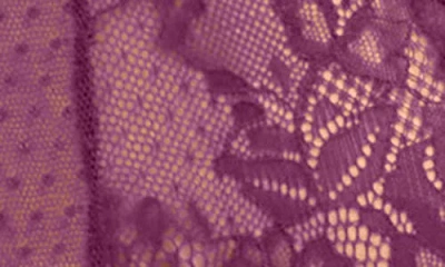 Seven 'til Midnight Seven ‘til Midnight Lace Dot Mesh Teddy With Garter Straps In Purple