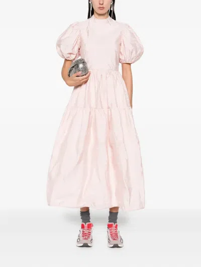 Cecilie Bahnsen Puff-sleeve Tiered Midi Dress In Pink