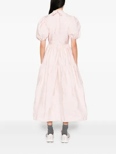 Cecilie Bahnsen Puff-sleeve Tiered Midi Dress In Pink