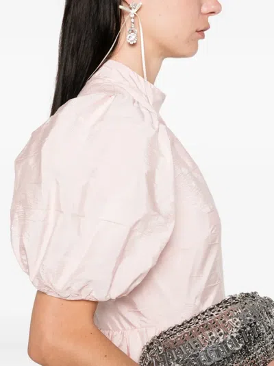 Cecilie Bahnsen Puff-sleeve Tiered Midi Dress In Pink