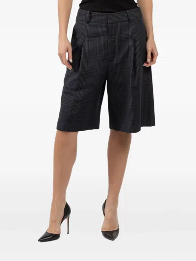 Smythe Plaid-pattern Pleat-detail Shorts In Gray