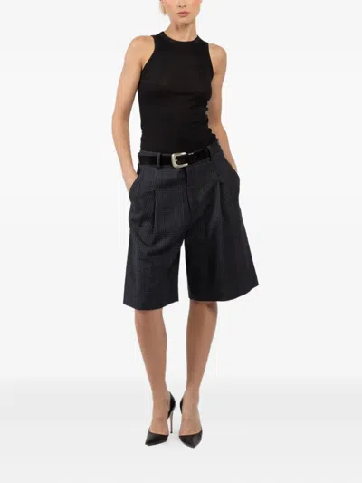 Smythe Plaid-pattern Pleat-detail Shorts In Gray
