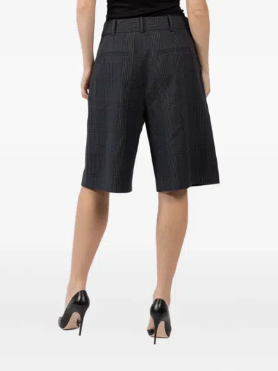 Smythe Plaid-pattern Pleat-detail Shorts In Gray