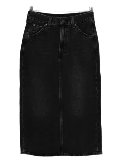 Levi's Black High Rise Slit Midi Skirt In Black