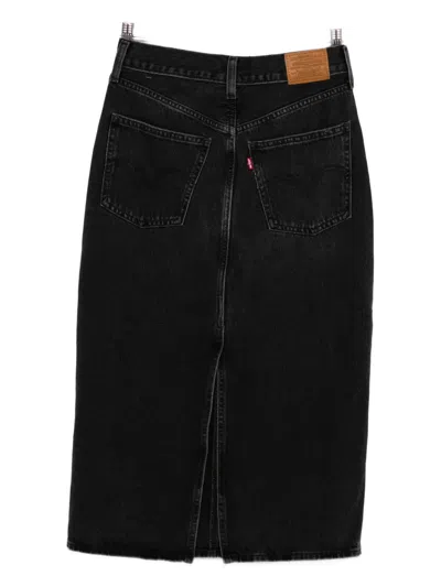 Levi's Black High Rise Slit Midi Skirt In Black