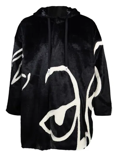 脸孔图案皮草夹克
