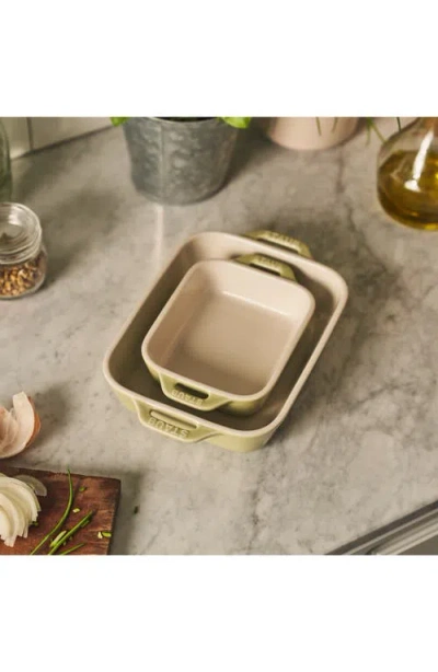 Staub Ceramic 2pc Pastel Green Rectangular Baking Dish Set In Green