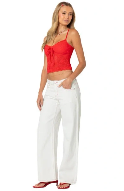 Edikted Cami Sheer Lace Tank Top In Red