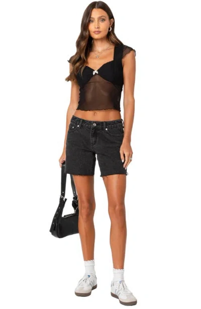 Edikted Devi Sheer Mesh Crop Top In Animal Print