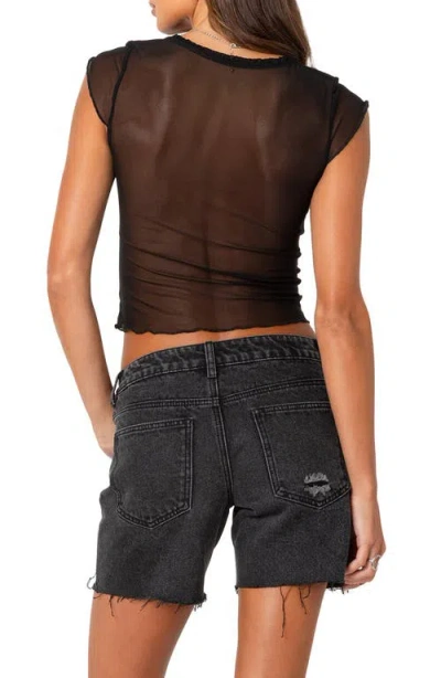 Edikted Devi Sheer Mesh Crop Top In Animal Print