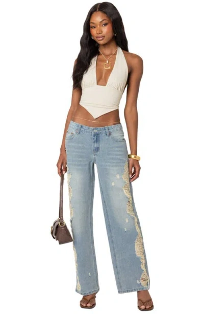 Edikted Open Back Triangle Halter Top In Neutral