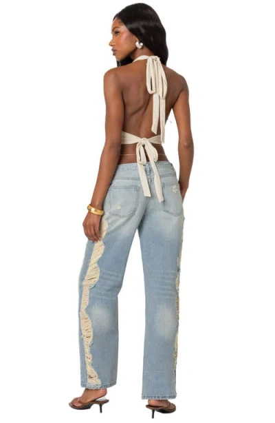 Edikted Open Back Triangle Halter Top In Neutral