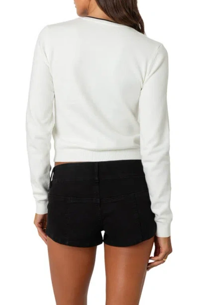Edikted Contrast Bow Knit Cardigan In White