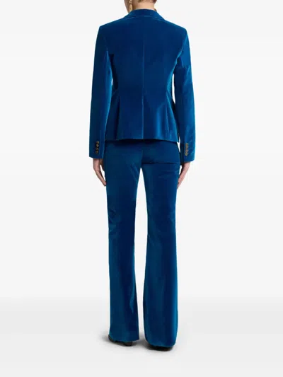 Etro Single-breasted Velvet Blazer In Blue