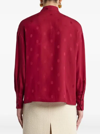 Etro Pussy-bow Silk-jacquard Blouse In Red
