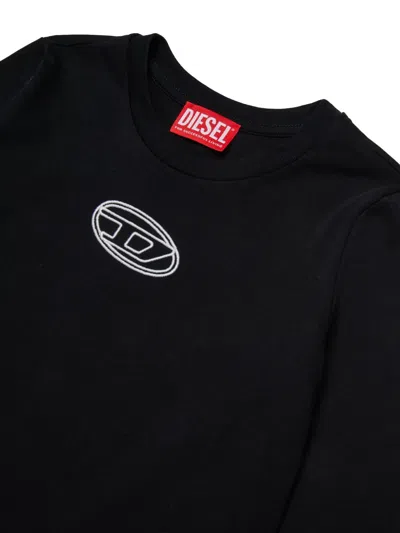 Diesel Pullover Misto Cashmere Con Ricamo Oval D In Black