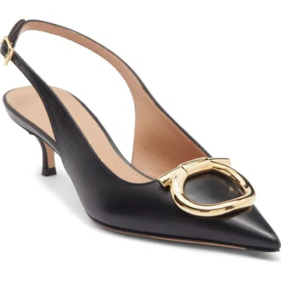 Ferragamo Black Leather Sara 40 Pumps In Black