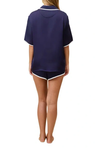 Papinelle Annabelle Piped Satin Pajamas In Blue