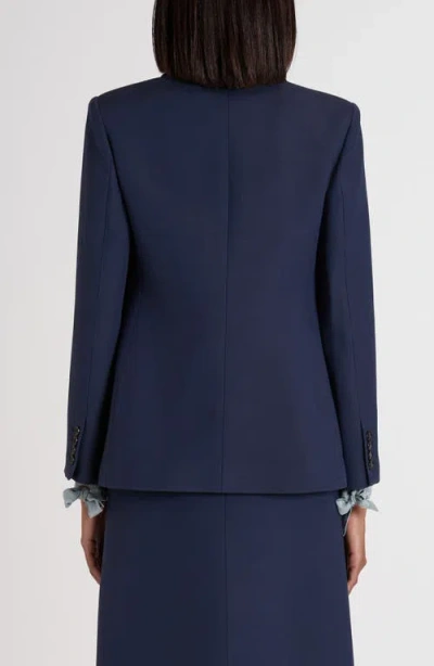 Valentino Single Breast Wool Silk Blazer In Blue