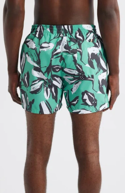 Hugo Boss Badeshorts Mit Blumen-print In Green