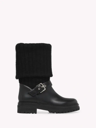 Gianvito Rossi Black Leather And Fabric Thurso Boots