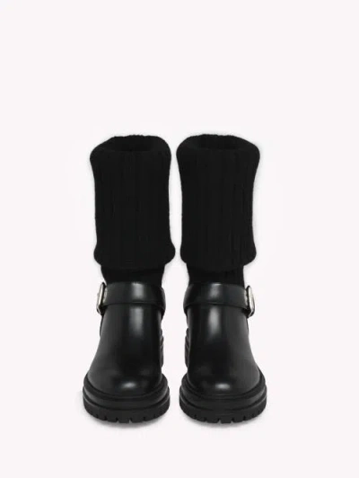 Gianvito Rossi Black Leather And Fabric Thurso Boots