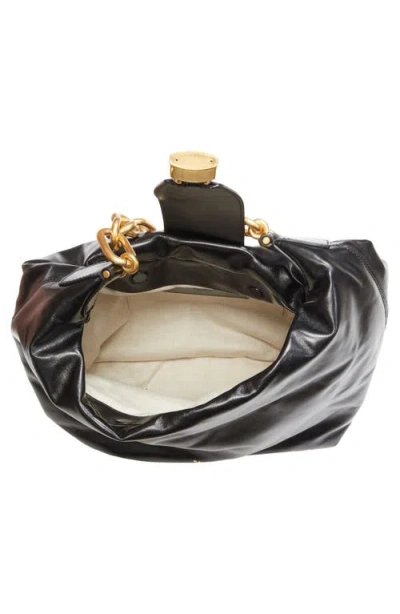Balmain Sync Hobo Bag In Calfskin Leather In Black
