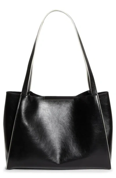 Marni Rectangular Two-tone Shoulder Bag With Long Handles In Black