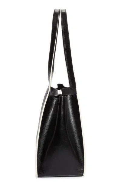 Marni Rectangular Two-tone Shoulder Bag With Long Handles In Black