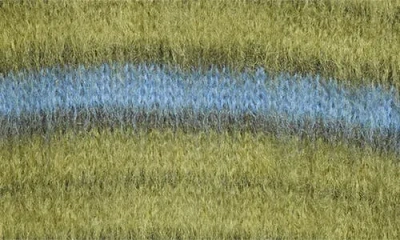 Marni Crew Neck Fuzzy Striped Sweater In Green