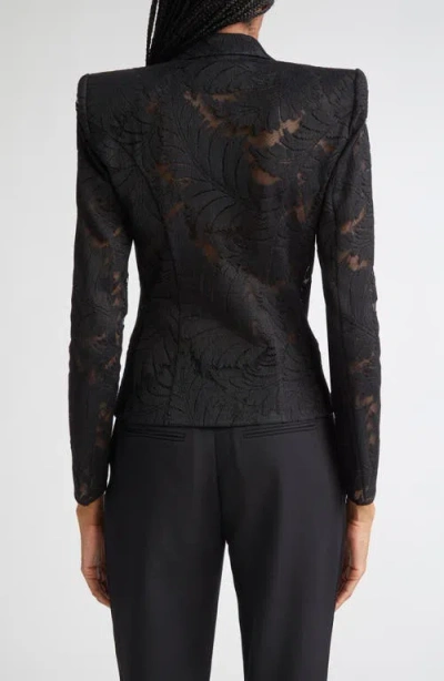Balmain Lace-patterned Structured Jacket In Black